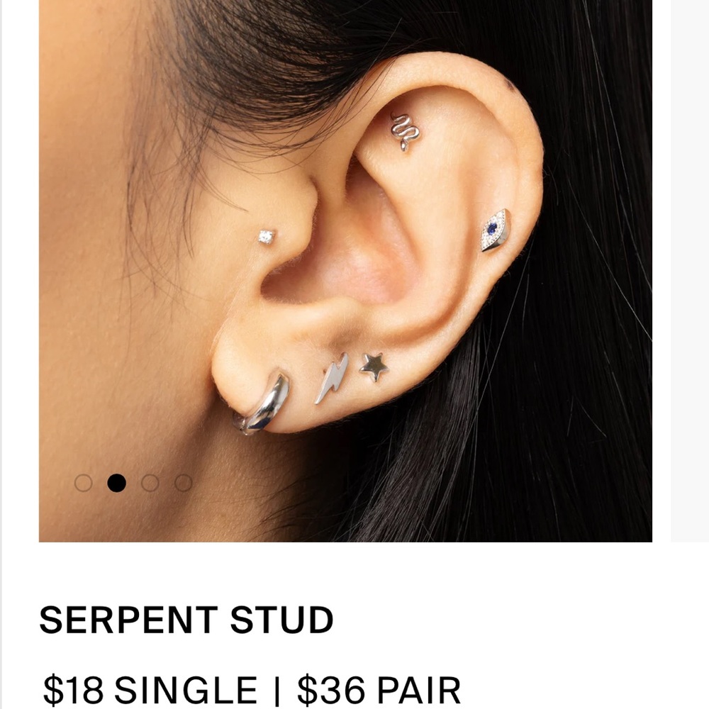 Never worn STUDS silver serpent earrings